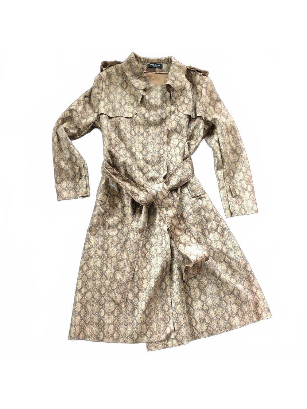 Few Moda Women's Snake Print Trench Coat with Belt XS